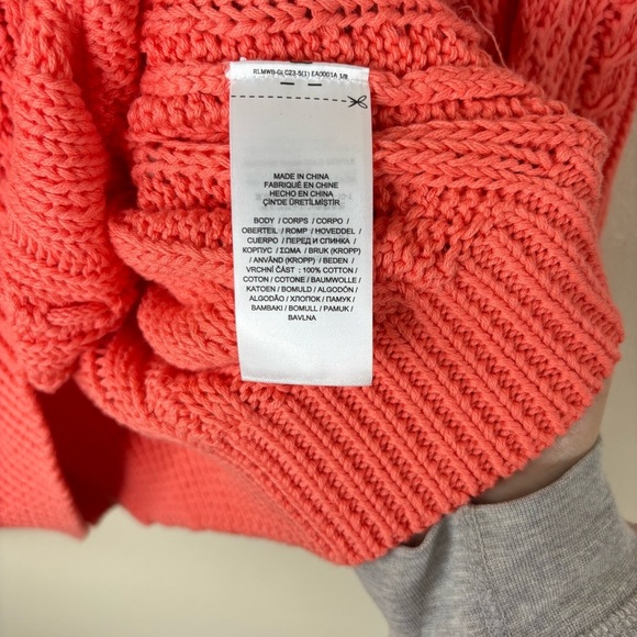 Ralph Lauren Black Label Cable Knit Sweater Coral Women’s Sz Medium 100% Cotton - Picture 5 of 6